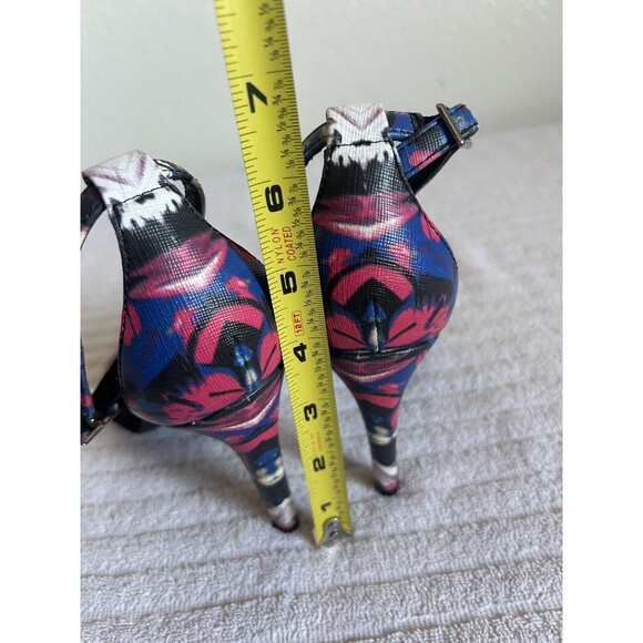 Aldo Black Blue Pink Multi Colored Cardross Ankle Strap Heels Size 7.5 US - Picture 6 of 9